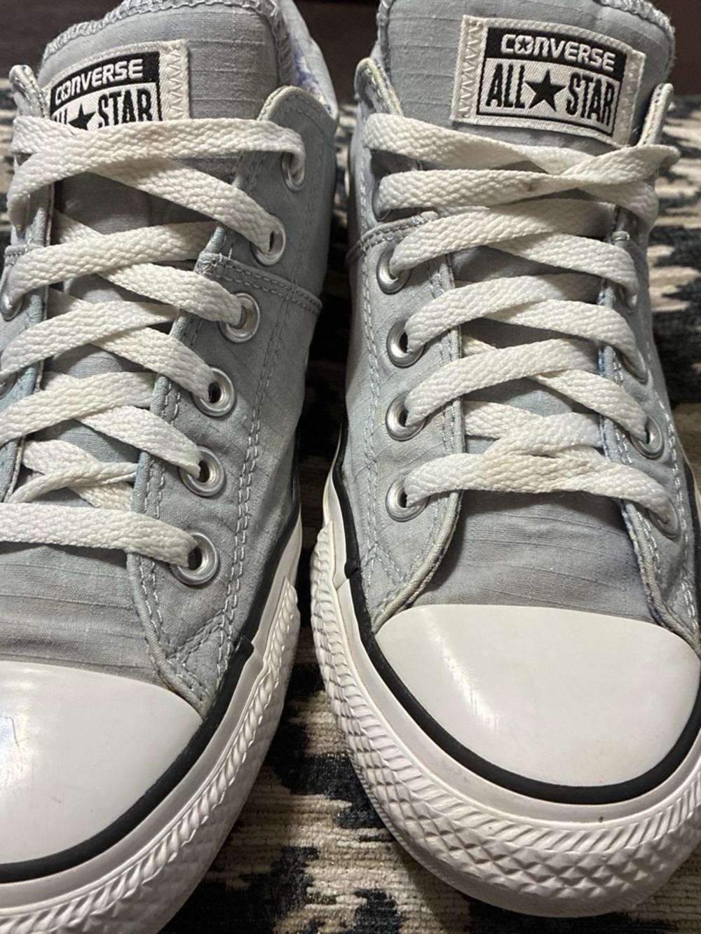 Converse Light Gray Canvas Low-Top Sneakers with White Laces
